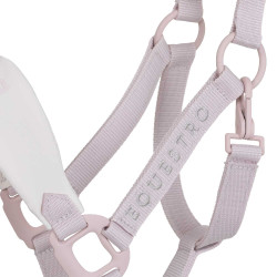 Licol technique avec double réglage et boucles revêtues de caoutchouc Equestro Violet feutré / blanc sable