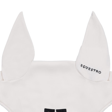 Bonnet en tissu technique extensible et respirant Equestro Blanc sable / noir