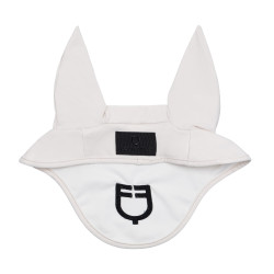 Bonnet en tissu technique extensible et respirant Equestro Blanc sable / noir