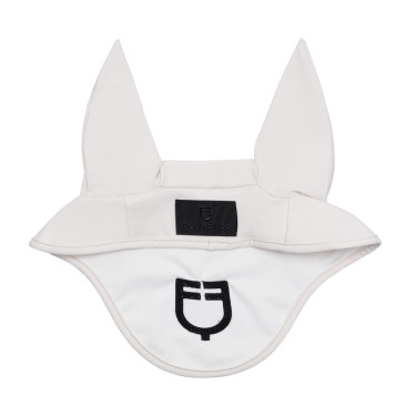 Bonnet en tissu technique extensible et respirant Equestro Blanc sable / noir