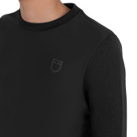 Sweat-shirt technique homme col rond avec inserts en micro mesh Equestro Noir Sweat-shirt technique homme col rond avec inserts en micro mesh Equestro Noir