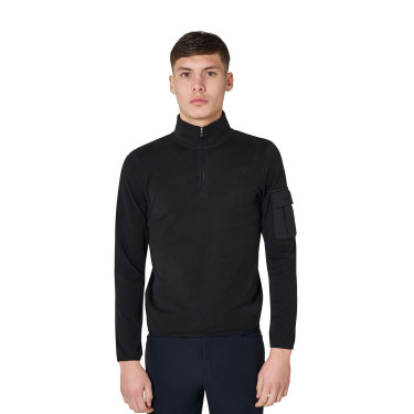 Sweat-shirt homme à col montant en polaire fermeture éclair 3/4 Equestro