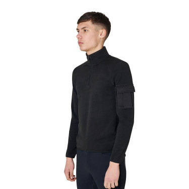 Sweat-shirt homme à col montant en polaire fermeture éclair 3/4 Equestro