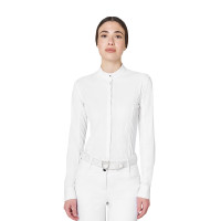 Polo de concours femme style chemise avec empiècements en mesh Equestro