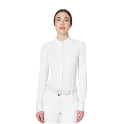 Polo de concours femme style chemise avec empiècements en mesh Equestro Polo de concours femme style chemise avec empiècements en mesh Equestro