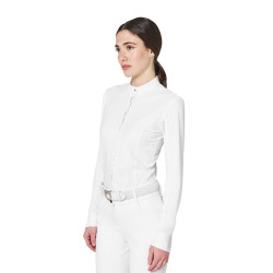 Polo de concours femme style chemise avec empiècements en mesh Equestro Polo de concours femme style chemise avec empiècements en mesh Equestro