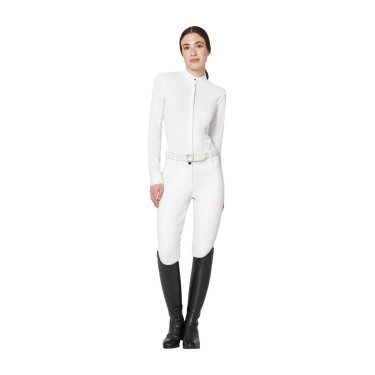 Polo de concours femme style chemise avec empiècements en mesh Equestro Polo de concours femme style chemise avec empiècements en mesh Equestro