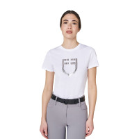 T-shirt femme avec logo en feuille Equestro Blanc / argent T-shirt femme avec logo en feuille Equestro Blanc / argent