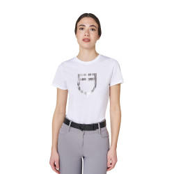 T-shirt femme avec logo en feuille Equestro Blanc / argent