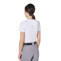 T-shirt femme avec logo en feuille Equestro Blanc / argent
