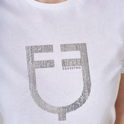 T-shirt femme avec logo en feuille Equestro Blanc / argent
