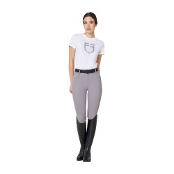 T-shirt femme avec logo en feuille Equestro Blanc / argent