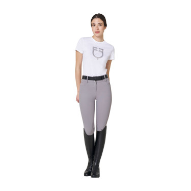 T-shirt femme avec logo en feuille Equestro Blanc / argent