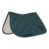 Tapis de selle de saut avec matelassage en losanges et logo brodé Equestro Vert sapin / noir