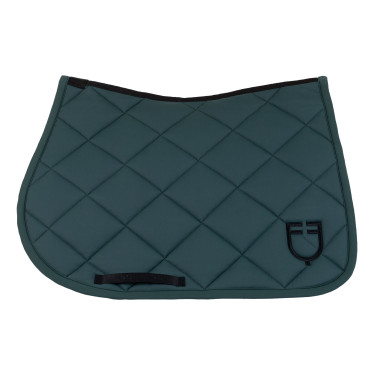 Tapis de selle de saut avec matelassage en losanges et logo brodé Equestro Vert sapin / noir Tapis de selle de saut avec matelassage en losanges et logo brodé Equestro Vert sapin / noir