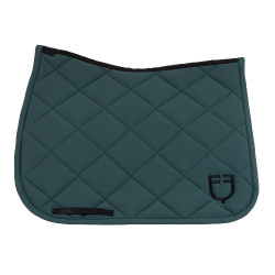 Tapis de dressage matelassé à losanges avec logo brodé Equestro Vert sapin / noir