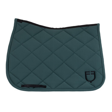 Tapis de dressage matelassé à losanges avec logo brodé Equestro Vert sapin / noir