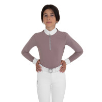 Polo de concours fille à manches longues avec strass Equestro