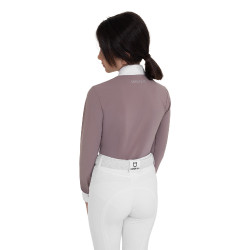 Polo de concours fille à manches longues avec strass Equestro