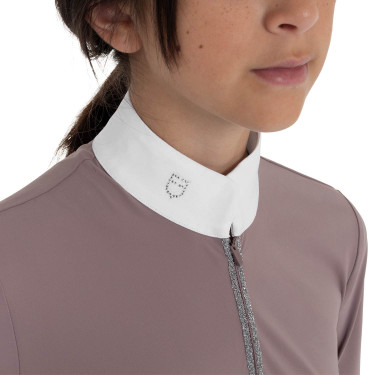 Polo de concours fille à manches longues avec strass Equestro