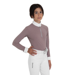 Polo de concours fille à manches longues avec strass Equestro