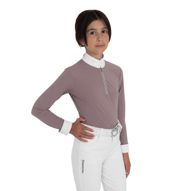 Polo de concours fille à manches longues avec strass Equestro