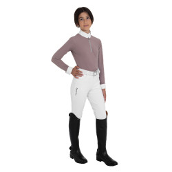 Polo de concours fille à manches longues avec strass Equestro
