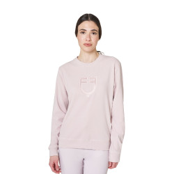 Sweatshirt femme col rond en polaire Equestro Violet feutré