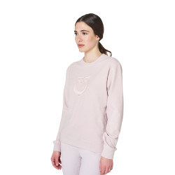 Sweatshirt femme col rond en polaire Equestro Violet feutré