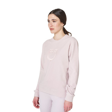 Sweatshirt femme col rond en polaire Equestro Violet feutré
