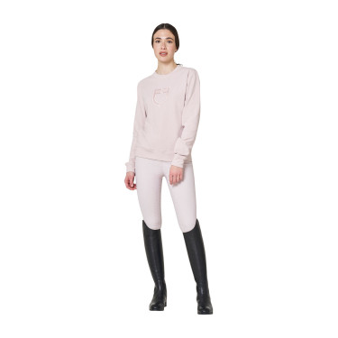 Sweatshirt femme col rond en polaire Equestro Violet feutré