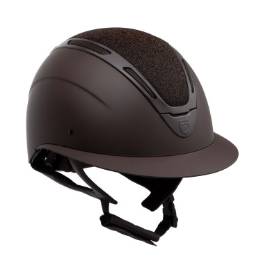 Casque Apocalypse femme coque mate et strass homologation Astm F1163-23 Equestro Marron café / marron café