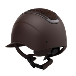Casque Apocalypse femme coque mate et strass homologation Astm F1163-23 Equestro Marron café / marron café