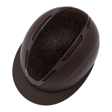 Casque Apocalypse femme coque mate et strass homologation Astm F1163-23 Equestro Marron café / marron café
