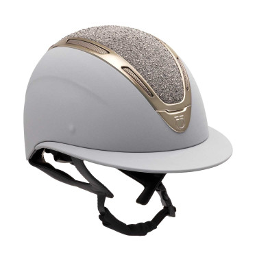 Casque Apocalypse femme avec coque revêtue et strass homologation Astm F1163-23 Equestro Gris givré / gmt