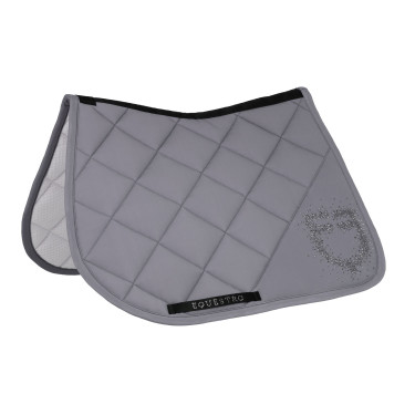 Tapis de selle de saut logo en strass Equestro Gris givré / gris givré