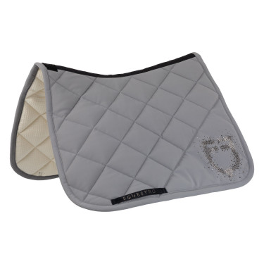 Tapis de selle de dressage Equestro logo en strass Gris givré / gris givré