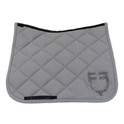 Tapis de selle de dressage Equestro logo en strass Gris givré / gris givré