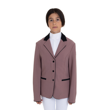Veste de concours Equestro enfant unisexe zippée et à boutons Antler Beige Veste de concours Equestro enfant unisexe zippée et à boutons Antler Beige