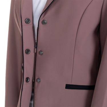 Veste de concours Equestro enfant unisexe zippée et à boutons Antler Beige Veste de concours Equestro enfant unisexe zippée et à boutons Antler Beige