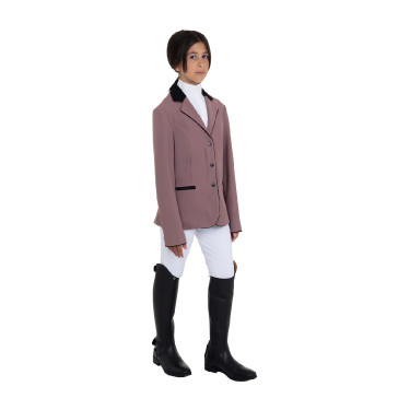Veste de concours Equestro enfant unisexe zippée et à boutons Antler Beige Veste de concours Equestro enfant unisexe zippée et à boutons Antler Beige