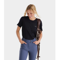 Tee-shirt d'équitation Horse Pilot en laine de Mérinos femme Dark night Noir