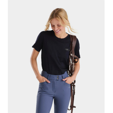 Tee-shirt d'équitation Horse Pilot en laine de Mérinos femme Dark night Noir
