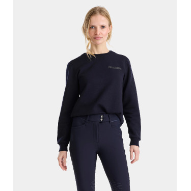 Sweat-shirt d'équitation Horse Pilot en laine de Mérinos femme Dark night Noir
