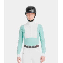 Polo de concours Monica Horse Pilot manches longues femme Sea green Vert Polo de concours Monica Horse Pilot manches longues femme Sea green Vert