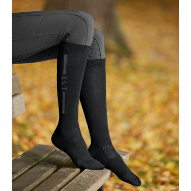 Chaussettes d'équitation ELT unisexe mérinos Noir Chaussettes d'équitation ELT unisexe mérinos Noir