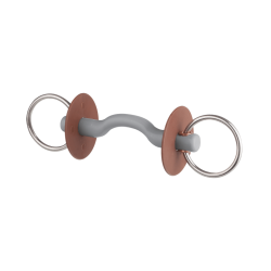 Mors de filet Beris canon passage de langue anneau 6 cm Doux Gris