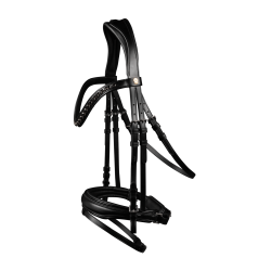 Bridon verni Waldhausen S-Line Blackshine muserolle combinée pull back Noir