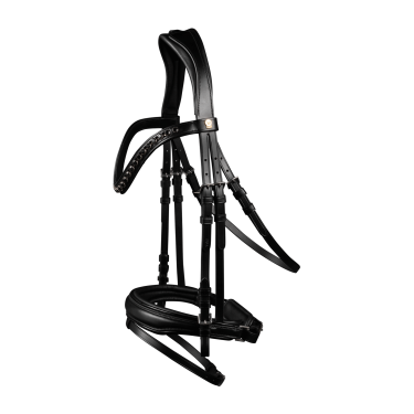 Bridon verni Waldhausen S-Line Blackshine muserolle combinée pull back Noir