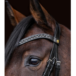 Bridon verni Waldhausen S-Line Blackshine muserolle combinée pull back Noir